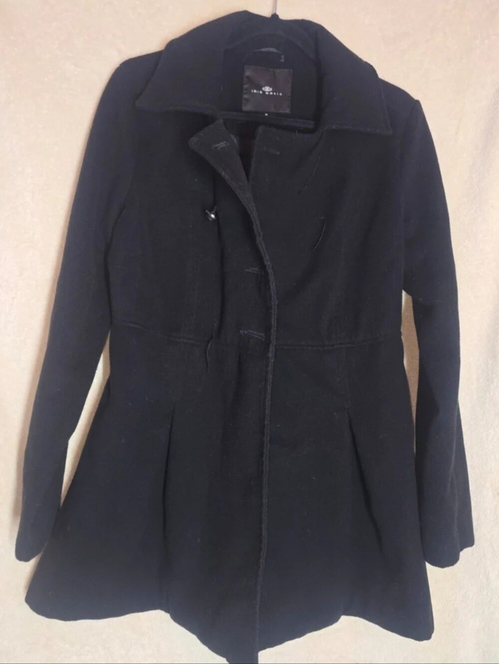 Iris Basic Size Medium Womens Pea Coat Black